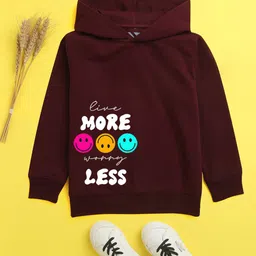 NUSYL Unisex Kids Burgundy Printed Hooded Sweatshirt-picture-16