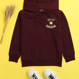 NUSYL Unisex Kids Burgundy Printed Hooded Sweatshirt-picture-19