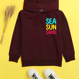 NUSYL Unisex Kids Burgundy Printed Hooded Sweatshirt-picture-20