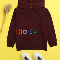 NUSYL Unisex Kids Burgundy Printed Hooded Sweatshirt-picture-13