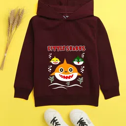 NUSYL Unisex Kids Burgundy Printed Hooded Sweatshirt-image-67
