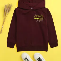 NUSYL Unisex Kids Burgundy Printed Hooded Sweatshirt-picture-20