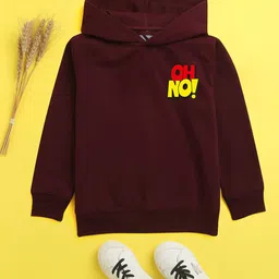 NUSYL Unisex Kids Burgundy Hooded Sweatshirt-image-40