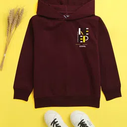 NUSYL Unisex Kids Burgundy Printed Hooded Sweatshirt-picture-37