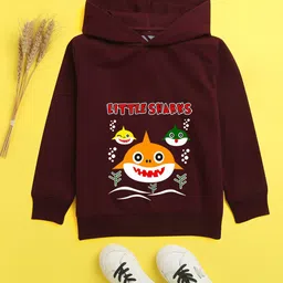 NUSYL Unisex Kids Burgundy Printed Hooded Sweatshirt-image-86