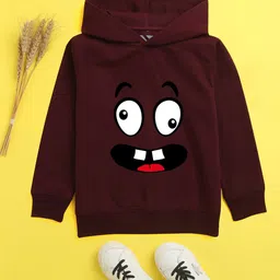 NUSYL Unisex Kids Burgundy Printed Hooded Sweatshirt-picture-33