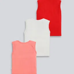 MooNKids Infant Kids Pack Of 3 Printed Cotton Basic Vests image 5