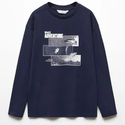 Mango Kids Boys Printed Drop-Shoulder Sleeves Pure Cotton T-shirt-image-33