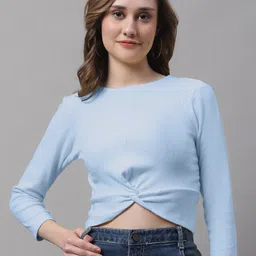 FBAR Turquoise Blue Cotton Crop Top-picture-18