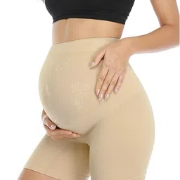 eleg & stilance Women's High Waist Cotton Long Shorts Underwear Full Coverage Maternity Panties for Pregnancy and C-Section image 1