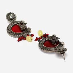 ZENEME Silver-Plated Stone Studded & Beaded Antique Jewellery Set image 5