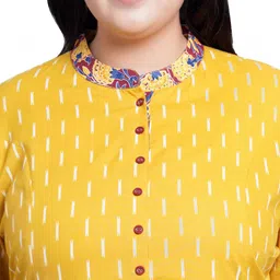 KALINI Plus Size Ethnic Motifs Printed Mandarin Collar Cotton A-Line Kurta image 2