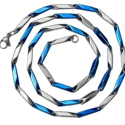 meenaz Blue chain for men combo necklace for men silver chains for men neck chain for men chain for boys men mens chain Stainless steel stylish long chains Locket Pendant golden chain fashion-370 image 1