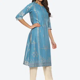 Biba Ethnic Motifs Printed Cotton Kurta image 3