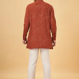 indus route by Pantaloons Abstract Printed Pure Cotton Mandarin Collar Short Kurta image 4