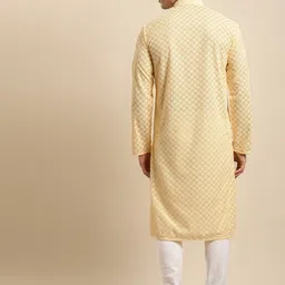 RAJUBHAI HARGOVINDAS Men Off White Regular Pure Cotton Kurta with Churidar image 5