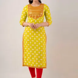 FASHION DEPTH Ethnic Motifs Printed Sequinned Straight Kurta-image-78