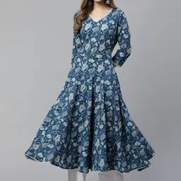 KALINI Ethnic Motifs Cotton Anarkali Kurta-image-11