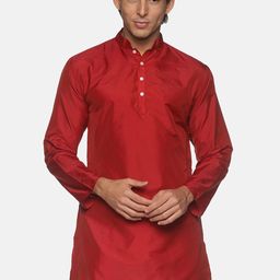 Sethukrishna Men Maroon Flared Sleeves Thread Work Handloom Kurta-picture-13
