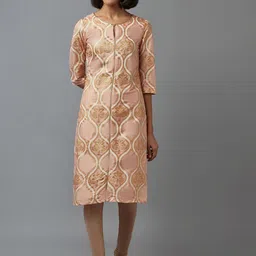 W Women Orange Geometric Printed Kurta-picture-34