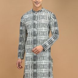DEYANN Mandarin Collar Abstract Printed Cotton Silk Kurta-picture-4