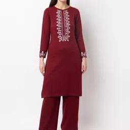 KEIKO Ethnic Motifs Yoke Design Thread Work Detail Acrylic Striaght Kurta image 1