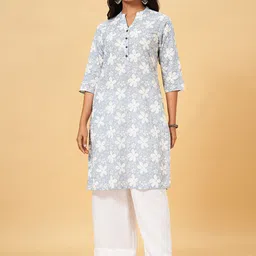 RANGMANCH BY PANTALOONS Floral Printed Cotton Empire Sequinned A-Line Kurta-picture-10