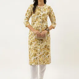 Neemiya Floral Printed Round Neck Pure Cotton A-line Kurta-picture-16