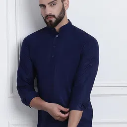 ROYAL KURTA Band Collar Cotton Short Kurta-picture-36