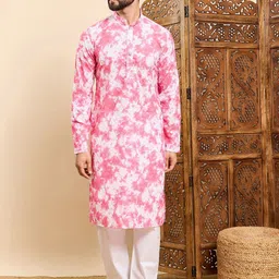 House of Pataudi Tie & Dye Printed & Embroidered Cotton Straight Kurta-picture-26