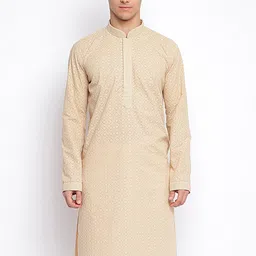 here&now x sanwara Sanwara Ethnic Motifs Embroidered Chikankari Madarin Collar Cotton Kurta-picture-12