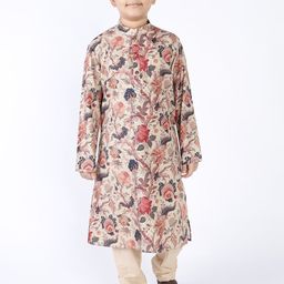 TABARD Boys Beige Floral Printed Kurta-picture-18