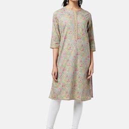 RANGMANCH BY PANTALOONS Women Grey & Pink Floral Printed Straight Kurta-picture-27