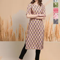 7Threads Selection Of 6 Floral Printed Round Neck Straight Kurtas-picture-27