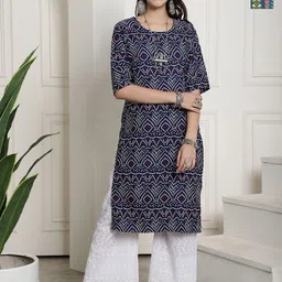 7Threads Women Ethnic Motifs Printed Floral Crepe Kurta-picture-15