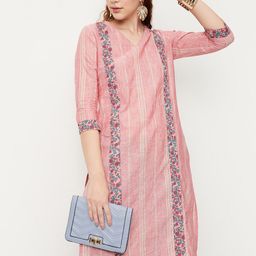 max Floral Printed V Neck Cotton Kurta-picture-18