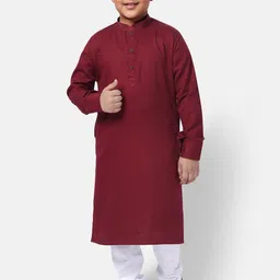 NAMASKAR Boys Maroon Thread Work Kurta-picture-54