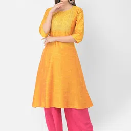 Span Women Yellow Ethnic Motifs Yoke Design Kurta-image-43