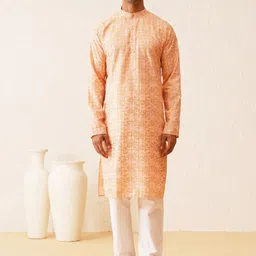 SOJANYA Ethnic Motifs Printed Mandarin Collar Long Sleeves Pure Cotton Straight Kurta-picture-25