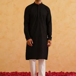 SOJANYA Geometric Embroidered Mandarin Collar Thread Work Pure Cotton Straight Kurta-picture-28