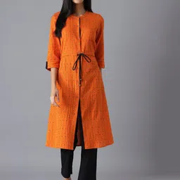 AURELIA Women Orange Geometric Printed Pure Cotton Kurta-picture-23