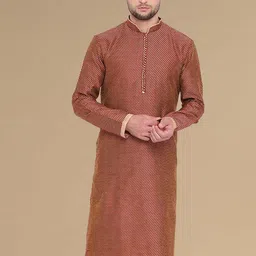 here&now x sanwara Sanwara Mandarin Collar Woven Design Thread Work Jacquard Straight Kurta-picture-12
