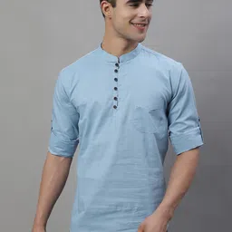 Majestic Man Mandarin Collar Pure Cotton Short Kurta-picture-21