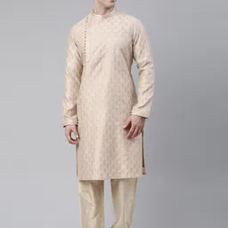 TheEthnic.Co  Woven Design Band Collar Straight Kurta-picture-32