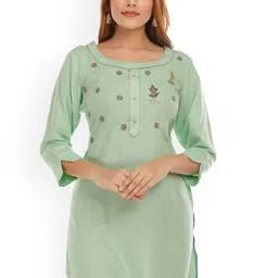 HIGHLIGHT FASHION EXPORT Ethnic Motifs Embroidered Beads & Stones Straight Kurti-picture-33