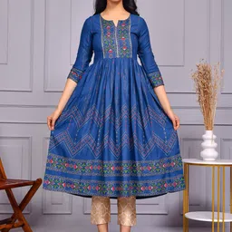 Aspriya Ethnic Motifs Printed A-Line Kurta-picture-12