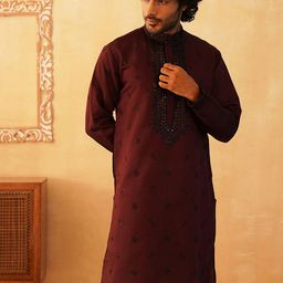 Jompers Men Geometric Embroidered Flared Sleeves Thread Work Kurta-picture-11