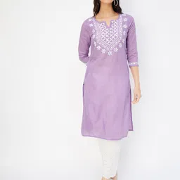 max Ethnic Motifs Yoke Design Notch Neck Thread Work Ethnic Kurta-picture-36