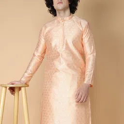 NAMASKAR Ethnic Motifs Woven Design Mandarin Collar Kurta-picture-33