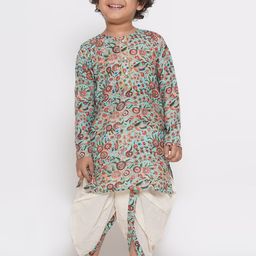Little Bansi Boys Floral Printed Gotta Patti Regular Kurta With Dhoti Pants-picture-44
